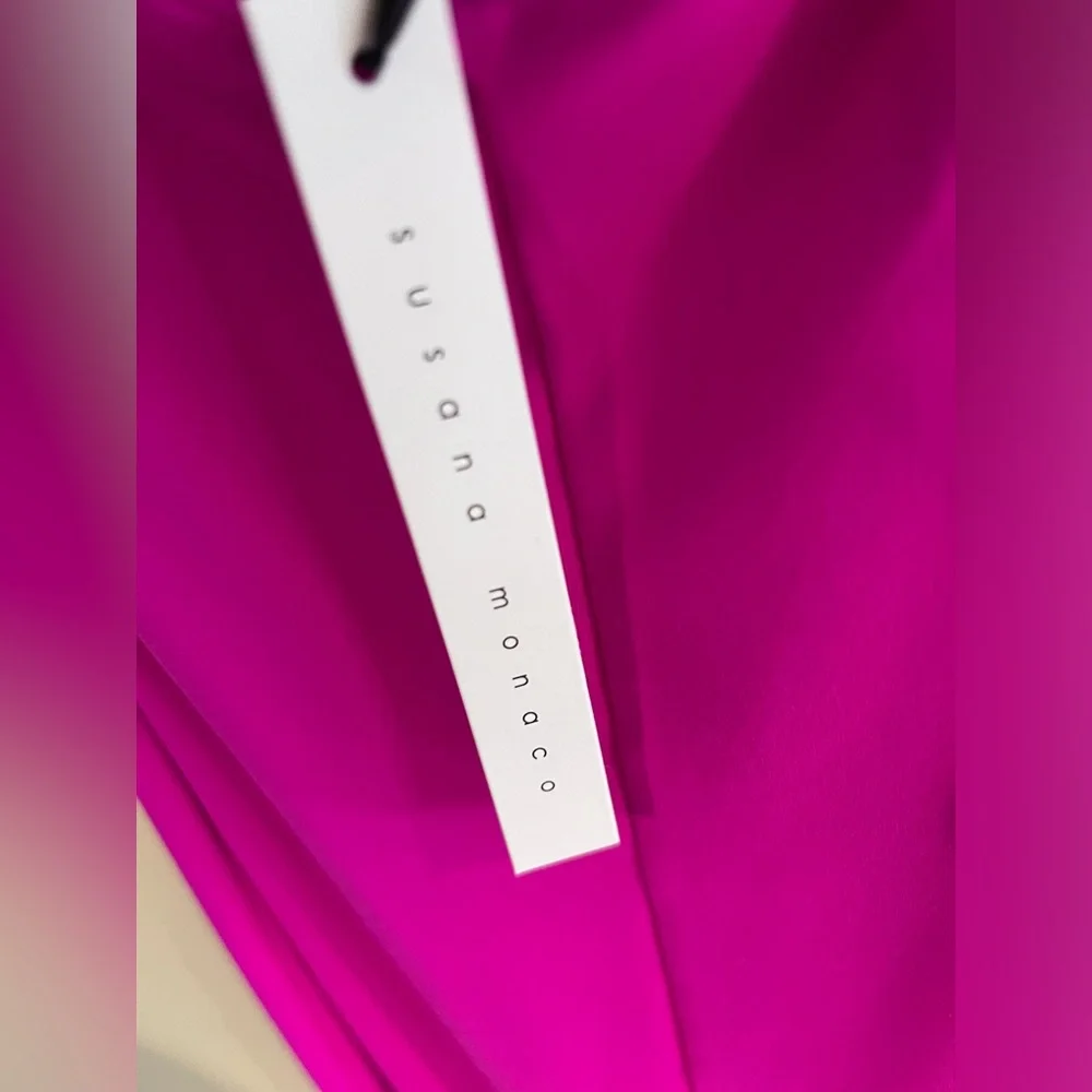 Susana Monaco High Neck Halter Midi Dress BarbieCORE Hit Pink NWT X Small - Picture 8 of 14